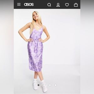 Asos Design purple (lilac) bandana print midi slip dress